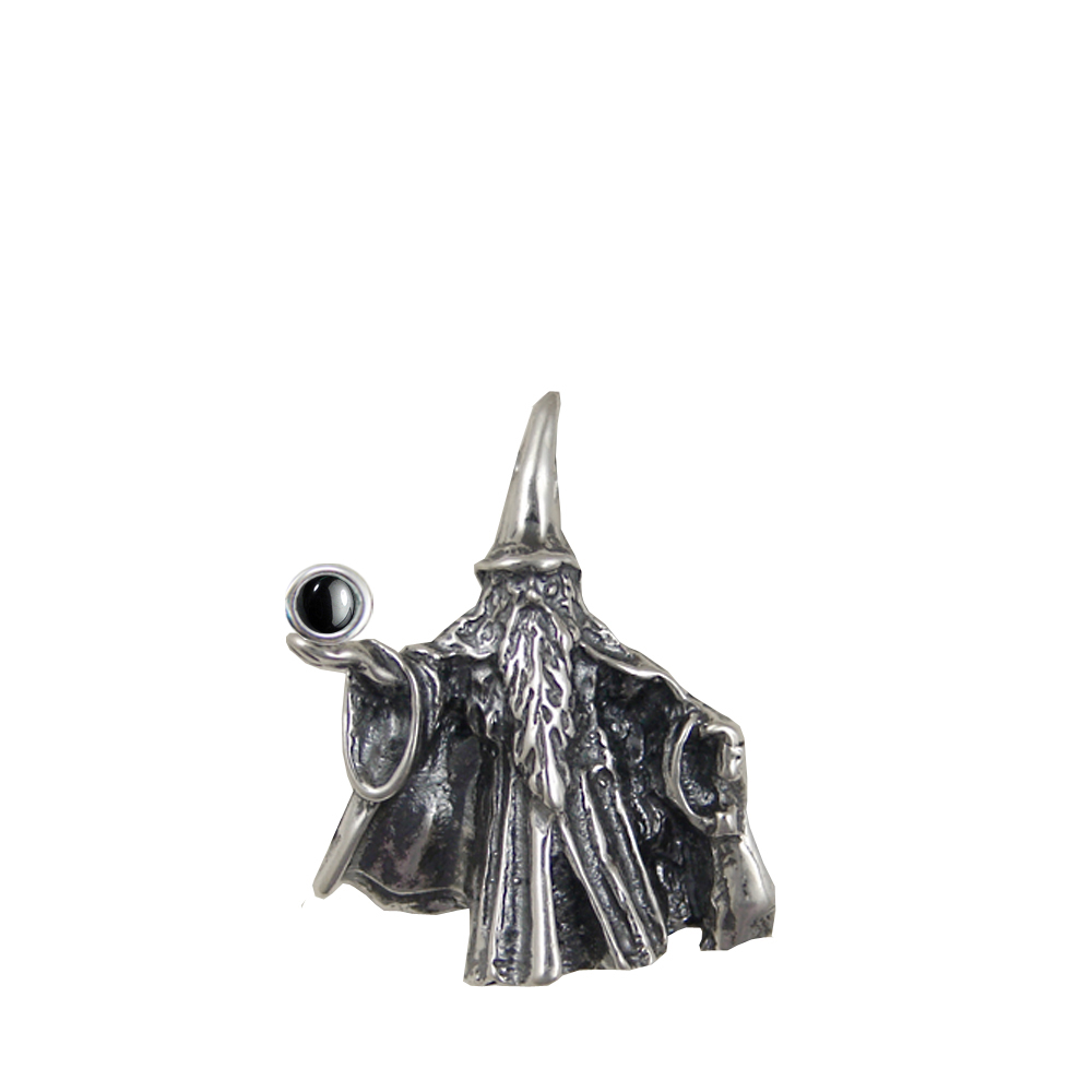 Sterling Silver Wizard of the North Pendant Holding Hematite Magic Orb